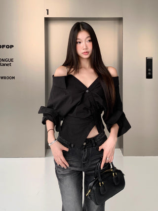 hollow shoulder top
