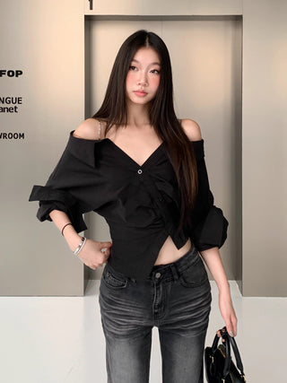 hollow shoulder top