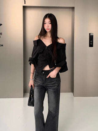 hollow shoulder top