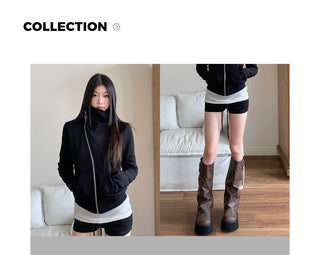 zipper short coat
