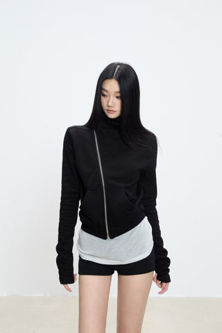 zipper short coat