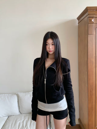 zipper short coat