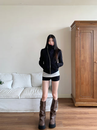 zipper short coat