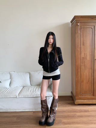 zipper short coat
