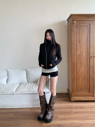 zipper short coat