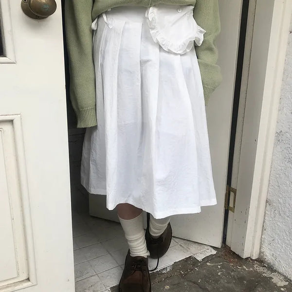 Zeb Pleated Back Elastic Midi Skirt