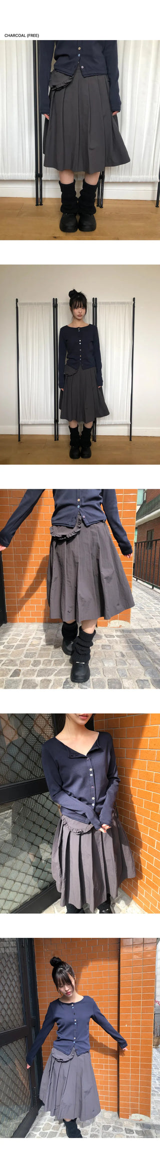 Zeb Pleated Back Elastic Midi Skirt