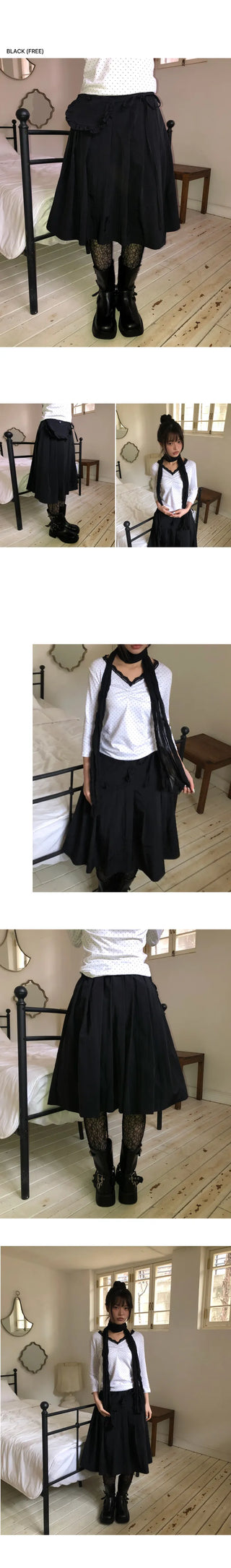 Zeb Pleated Back Elastic Midi Skirt