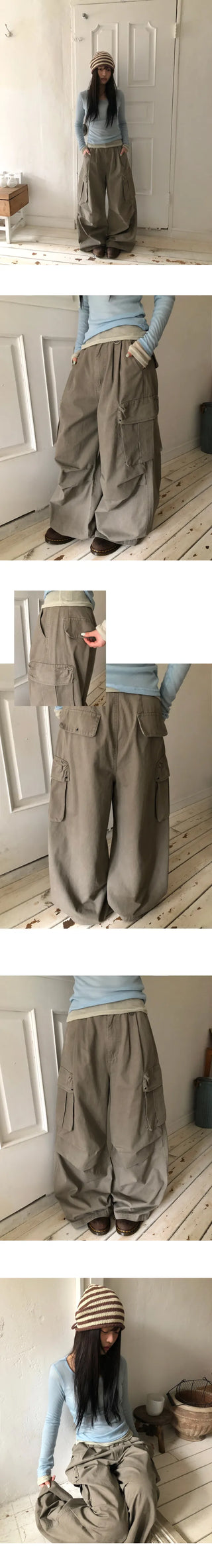 Karok Two-Pintuck Cargo Wide Pants