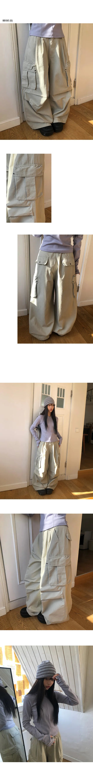 Karok Two-Pintuck Cargo Wide Pants