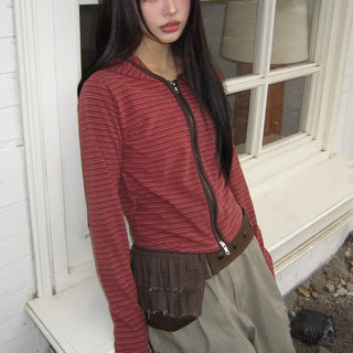 Rovan Slim Stripe Two-Way Zip-Up Hoodie