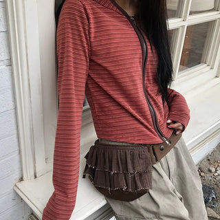 Rovan Slim Stripe Two-Way Zip-Up Hoodie