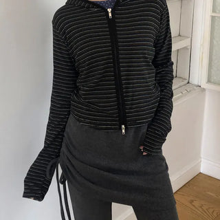 Rovan Slim Stripe Two-Way Zip-Up Hoodie