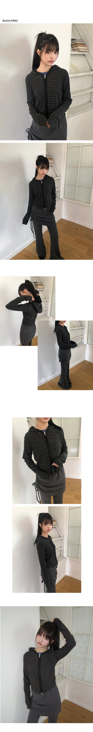 Rovan Slim Stripe Two-Way Zip-Up Hoodie