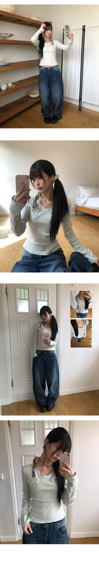 Drawstring Balloon Fit Wide Denim Pants