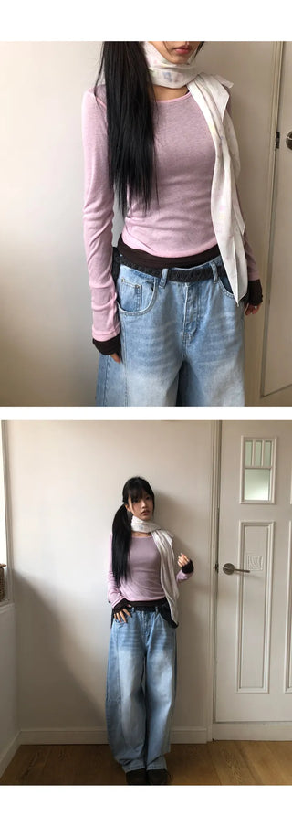 Drawstring Balloon Fit Wide Denim Pants
