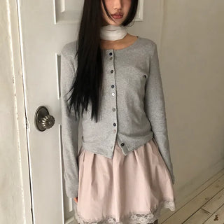 Mav Mix Color Button Point Cardigan