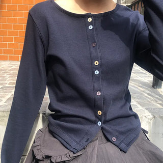 Mav Mix Color Button Point Cardigan