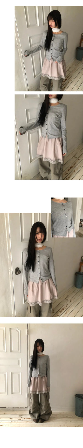 Mav Mix Color Button Point Cardigan