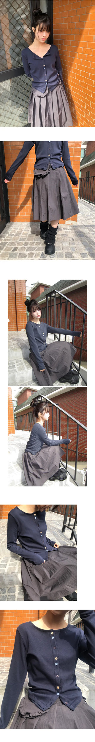 Mav Mix Color Button Point Cardigan