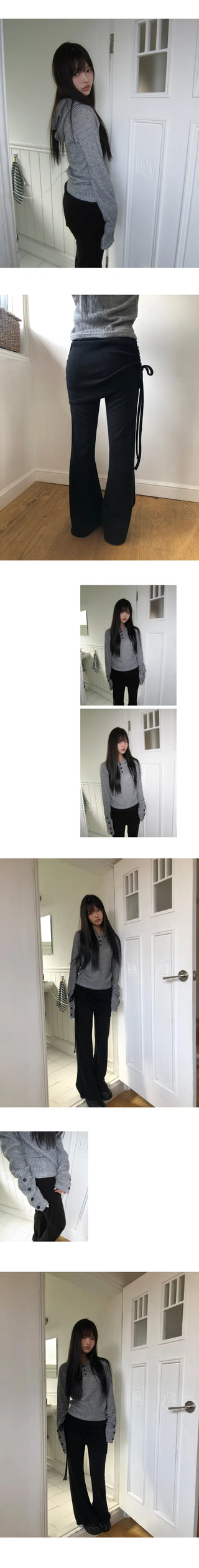 Laden Shirred Bootcut Skirt Pants