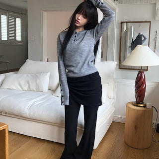 Laden Shirred Bootcut Skirt Pants