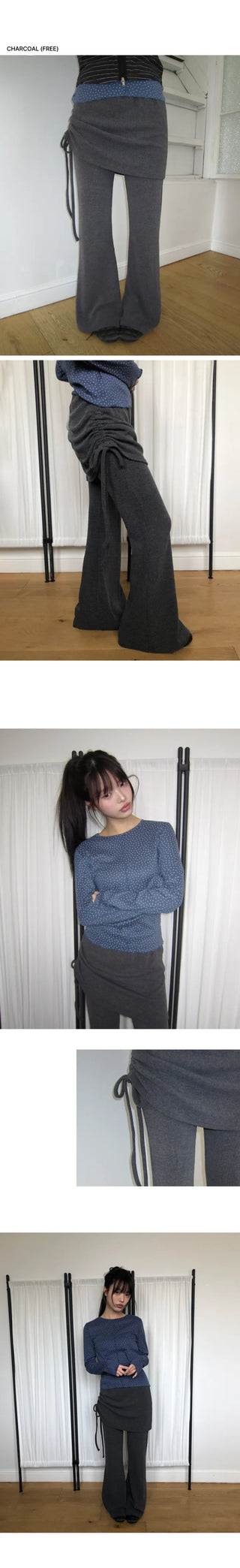 Laden Shirred Bootcut Skirt Pants