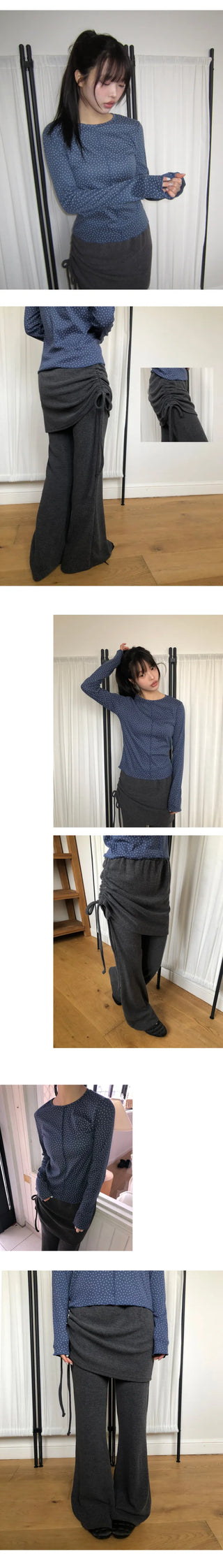 Laden Shirred Bootcut Skirt Pants