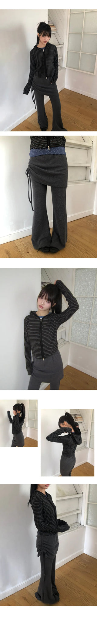 Laden Shirred Bootcut Skirt Pants