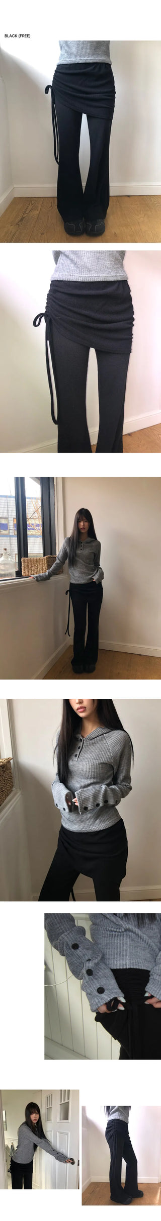 Laden Shirred Bootcut Skirt Pants