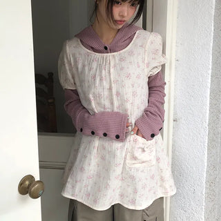 Elles Button Ribbed Hoodie