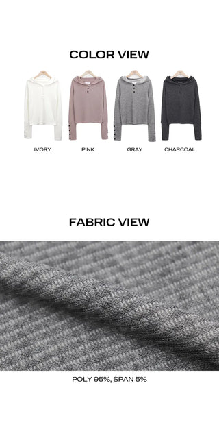 Elles Button Ribbed Hoodie