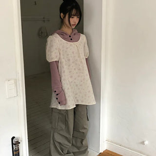 Arell Flower Short Sleeve Mini Dress