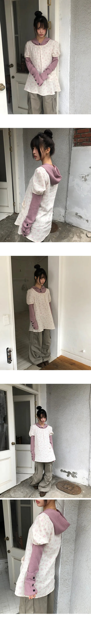 Arell Flower Short Sleeve Mini Dress