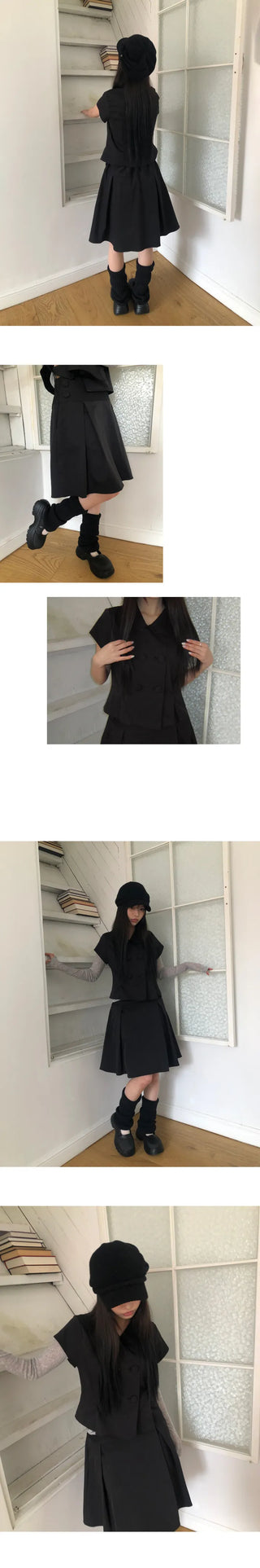 Jea Button Jacket & Midi Skirt Set-up