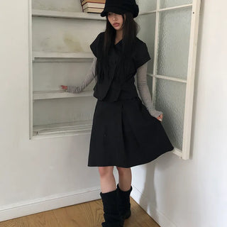 Jea Button Jacket & Midi Skirt Set-up