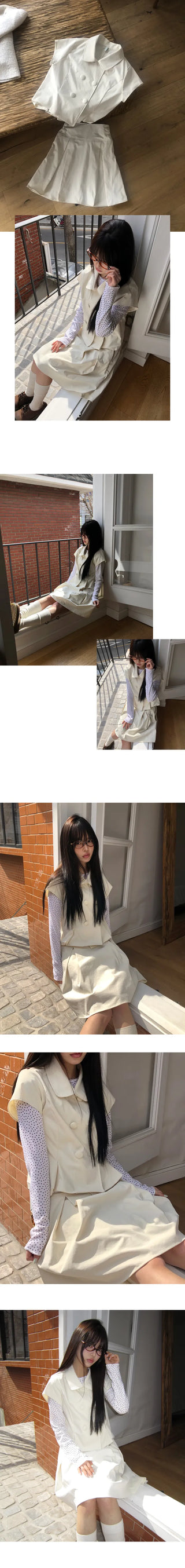 Jea Button Jacket & Midi Skirt Set-up