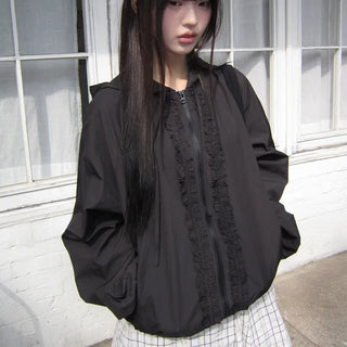 Lunin Frill String Hooded Windbreaker Jacket