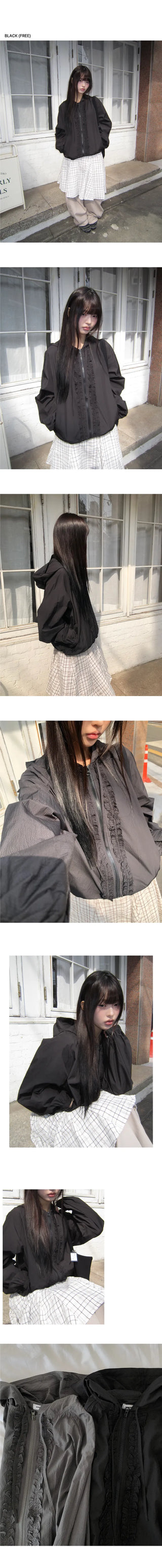 Lunin Frill String Hooded Windbreaker Jacket