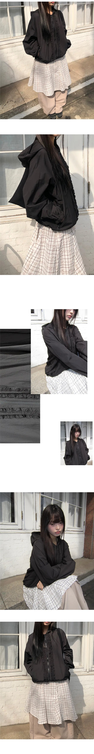 Lunin Frill String Hooded Windbreaker Jacket