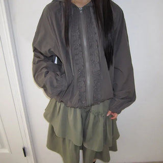 Lunin Frill String Hooded Windbreaker Jacket