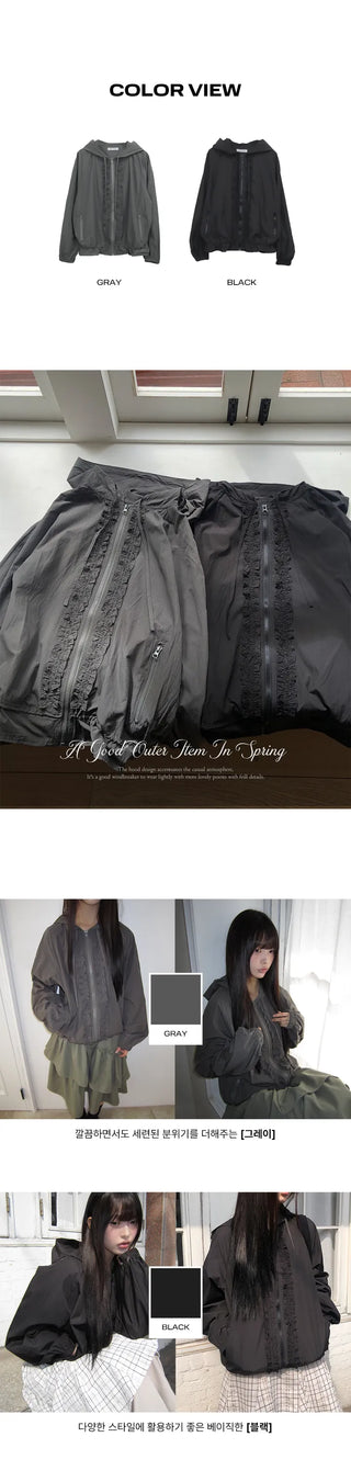 Lunin Frill String Hooded Windbreaker Jacket