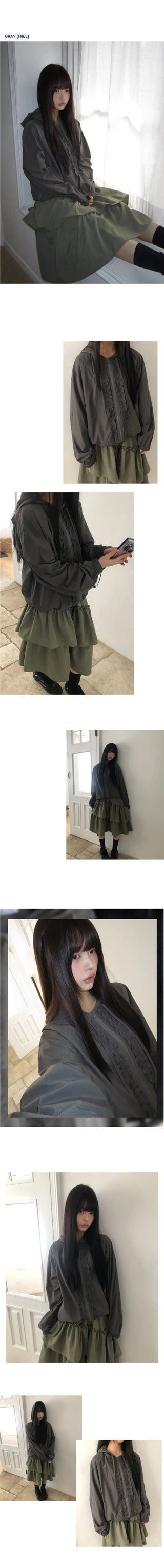 Lunin Frill String Hooded Windbreaker Jacket