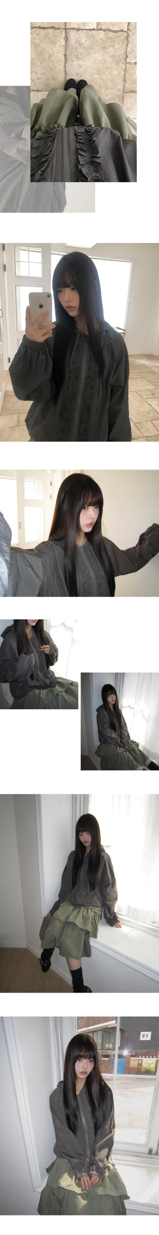 Lunin Frill String Hooded Windbreaker Jacket