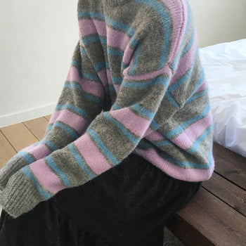Lebain Stripe Mix Round Knit