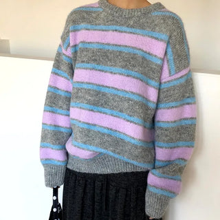 Lebain Stripe Mix Round Knit