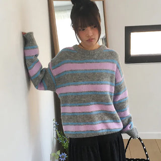 Lebain Stripe Mix Round Knit