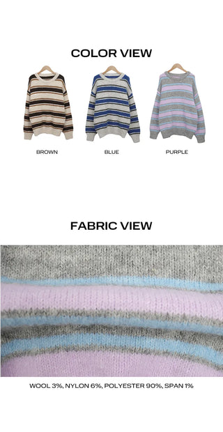 Lebain Stripe Mix Round Knit