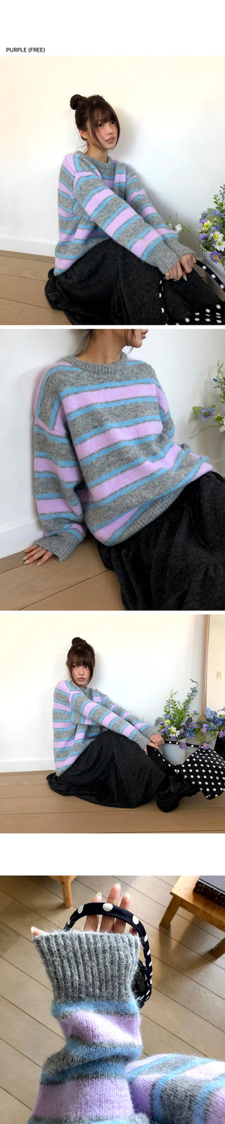 Lebain Stripe Mix Round Knit