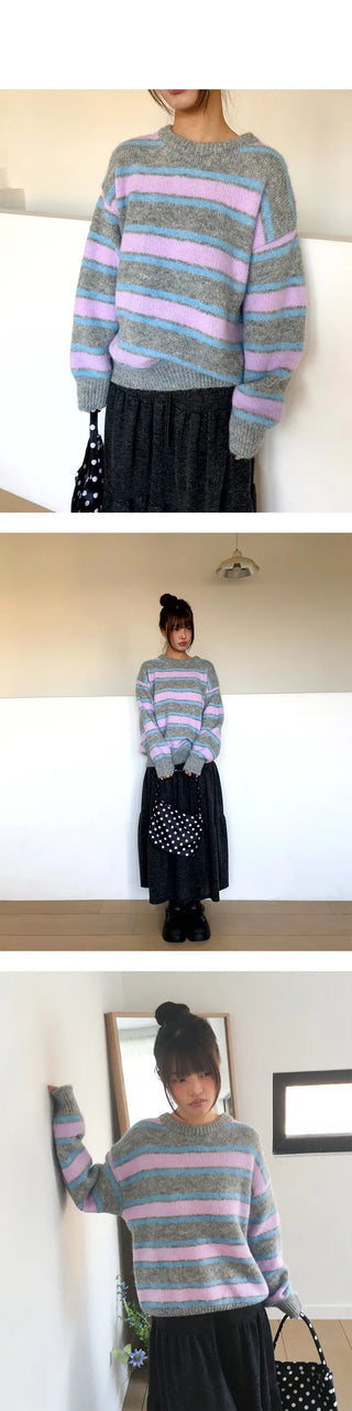 Lebain Stripe Mix Round Knit